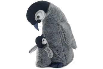 Peluche Wwf Peluche maman pingouin avec bébé de 30 cm noir gris