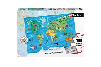 Puzzle Nathan Puzzle 100 pièces nathan carte du monde des monuments