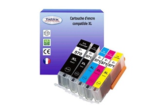 T3azur Cartouche d'encre 5 cartouches compatibles avec canon pixma mg5750, mg5751, mg5752, mg5753, mg6850, mg6851 remplace pgi-570, cli-571 xl - t3azur