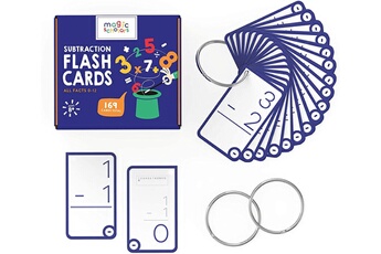 Autre jeux éducatifs et électroniques Magic Scholars Cards educatifs multiplication (0-12, toutes les opérations), 169 cartes avec deux bagues (0-12 soustraction)