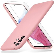 Coque Silicone Rose + Verre Trempe Pour Samsung A53 5G