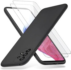 Coque Silicone Noir + 2 Verres Trempes Pour Samsung A53 5G
