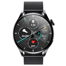 Montre connectée Rumocovo montre connectée de Sport pour hommes, bracelet en acier, étanche, avec appels, Bluetooth, moniteur d'activité physique et de fréquence cardiaque,