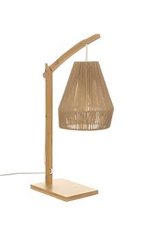 lampe à poser pegane lampe en bois / fer coloris beige - longueur 30 x profondeur 18 x hauteur 55 cm --