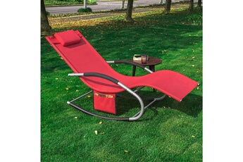 Transat de bain Sobuy Sobuy ogs28-r fauteuil à bascule transat de jardin bain de soleil rocking chair - rouge