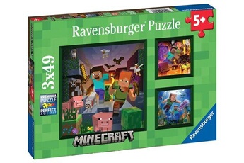 Puzzle Ravensburger Puzzle enfant 3x49 pièces ravensburger biomes de minecraft
