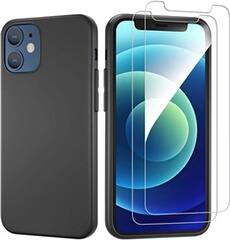 Coque Silicone Noire Pour iPhone 12 / iPhone 12 Pro + 2 Verres Trempes