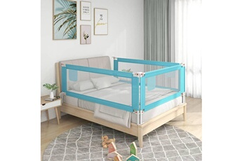 Barrière de lit bébé GENERIQUE Barrière de sécurité de lit d'enfant bleu 150x25 cm tissu