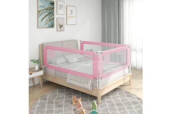 Barrière de lit bébé GENERIQUE Barrière de sécurité de lit d'enfant rose 200x25 cm tissu