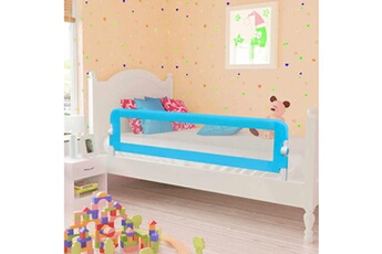 Barrière de lit bébé GENERIQUE Barrière de lit pour enfants tissu de polyester et tube en métal 150 x 36,5 x 42 cm bleu