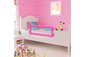 Barrière de lit bébé GENERIQUE Barrière de lit pour enfants 102 x 36,5 x 42 cm rose tissu de polyester et tube en métal