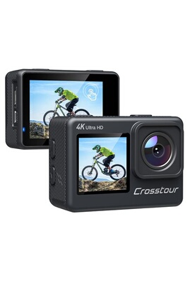 Caméra sport Crosstour Caméra Sport, 4K 24MP WiFi Écran Tactile EIS Double  Écran Étanche Télécommande Caméra Ultra HD avec Webcam Zoom 4X LDC et Kits  d'accessoires
