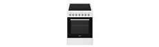 CECV50FCW - Cuisinière - pose libre - largeur : 49.8 cm - profondeur : 67 cm - hauteur : 86 cm - avec système auto-nettoyant - classe A - blanc/noir