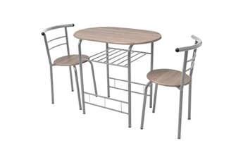 GENERIQUE Ensemble table / chaise de meuble pour salle à manger 80x53x74cm comprend 1 bar et 2 tabourets structure en fer + mdf