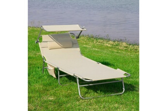Transat de bain Sobuy Sobuy ogs48-mi chaise longue bain de soleil transat de relaxation pliant chaise de camping inclinable