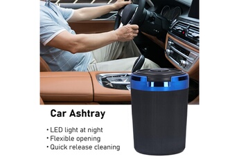 Accessoire siège auto GENERIQUE Cendrier de voiture lumineux 3w avec couvercle de lumière led cendrier de cigarette sans fumée ignifuge pour bureau(bleu