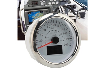 Accessoire siège auto GENERIQUE Compteur de vitesse gps 85 mm 0-200mph 0-300km/h ip67 compteur kilométrique numérique étanche à rétroéclairage coloré (blanc)