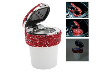 Accessoire siège auto GENERIQUE Cendrier de voiture contenant sans fumée à clous diamant avec indicateur de lumière led multifonctionnel universel - rouge