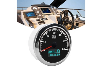 Accessoire siège auto GENERIQUE Compteur de vitesse 3-en-1 6000 tr/min tachymètre eau température pression d'huile jauge horaire ip67 noir