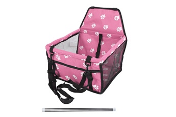 Accessoires pour la voiture GENERIQUE Bear paw pattern pet carrier cage siège de sécurité pour animaux de compagnie lavable avec tige de support (rose)
