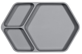 Assiette bébé Kindsgut Assiette ventouse carré en silicone gris foncé