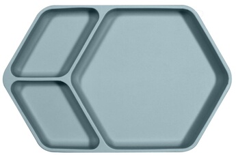 Assiette bébé Kindsgut Assiette ventouse carré en silicone bleu aqua
