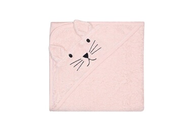 Sortie de bain et Serviette bébé Kindsgut Cape de bain chat en coton rose