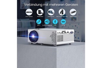 Vidéoprojecteur Vendos85 Vidéoprojecteur led full hd 4500 lumens wifi bluetooth compatible avec clé tv, hdmi, sd, av, vga, usb blanc