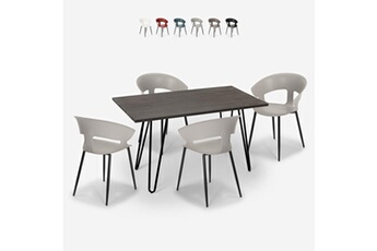 Ahd Amazing Home Design Chaises Ensemble 4 chaises design moderne table à manger 120x60cm industriel sixty | couleur: gris