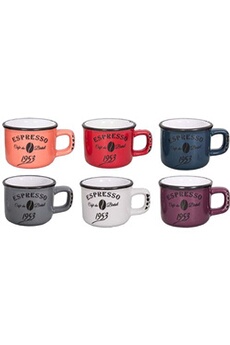 tasse et mugs antic line créations - tasses colorées en céramique bistrot (lot de 6) 10 cl - espresso
