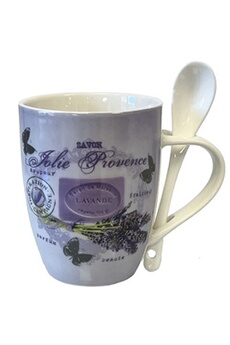 tasse et mugs enesco mug cuillère jolie provence - en céramique - parme - hauteur 10.5 cm - largeur 8.5 cm