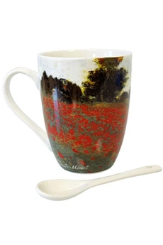 tasse et mugs enesco mug cuillère monet - les coquelicots - en céramique - jaune - hauteur 10.5 cm - largeur 8.5 cm