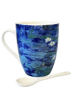 tasse et mugs enesco mug cuillère monet - nymphéas - en céramique - bleu - hauteur 10.5 cm - largeur 8.5 cm
