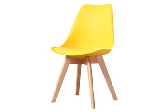 Made4us Chaises Clara - 1 chaise scandinave jaune pieds en bois massif design salle à manger salon chambre 49 x 58 82 cm
