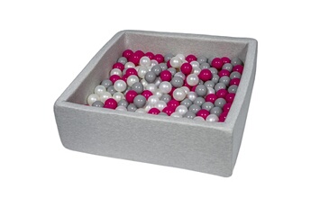 Balle, jouet sensoriel Velinda Piscine à balles pour enfant, 90x90 cm, aire de jeu + 300 balles perle, rose, gris