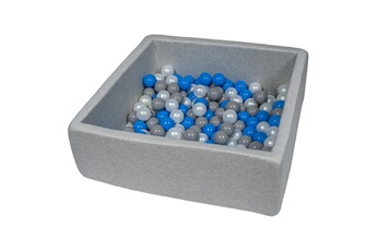 Balle, jouet sensoriel Velinda Piscine à balles pour enfant, dimensions: 90x90 cm + 150 balles perle, bleu, gris