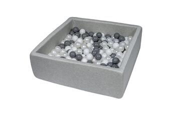 Balle, jouet sensoriel Velinda Piscine à balles pour enfant, 90x90 cm, aire de jeu + 300 balles blanc, perle, gris