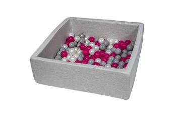 Balle, jouet sensoriel Velinda Piscine à balles pour enfant, 90x90 cm, aire de jeu + 150 balles perle, rose, gris