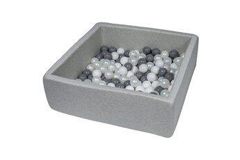 Balle, jouet sensoriel Velinda Piscine à balles pour enfant, 90x90 cm, aire de jeu + 150 balles blanc, perle, gris