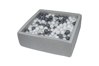 Balle, jouet sensoriel Velinda Piscine à balles pour enfant, 90x90 cm, aire de jeu + 450 balles blanc, perle, gris