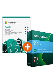 Microsoft Logiciel Pack microsoft 365 famille + kaspersky total security - licence 1 an a télécharger