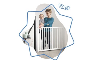 Barrière de sécurité bébé Badabulle Badabulle barriere de sécurité extensible deco pop blanc 63-106 cm