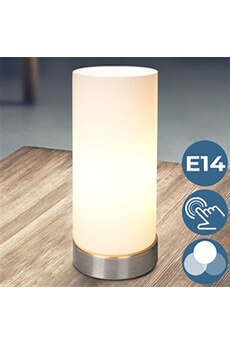 lampe à poser jago  lampe de chevet tactile - en forme de cylindre, ampoule e14, max. 40 w ou led dimmable, hauteur 25 cm, 3 niveaux d'intensité - lampe de table, à