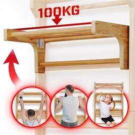 COSTWAY Espalier Suédois en Bois de Pin avec Charge Max 100KG pour Adultes, Échelle de Gym Multifonctionnel avec Barre de Traction Amovible 80X48X195CM pour Maison Salles de Sport COSTWAY Espalier Suédois en Bois de Pin avec Charge Max 100KG pour Adultes, Échelle de Gym Multifonctionnel avec Barre de Traction Amovible 80X48X195CM pour Maison Salles de Sport