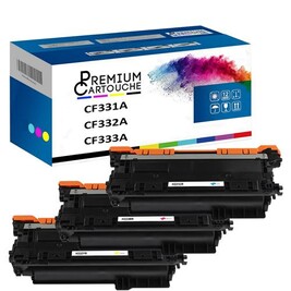 Toner Premium Cartouche - x3 Toners - CF331A 654A + CF333A 654A ...