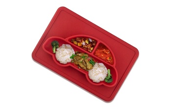 Autre accessoire repas bébé Wewoo Plaque de voiture carrée en silicone de qualité alimentaire intégrée pour enfants3 pièces rouge
