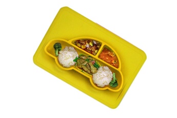 Autre accessoire repas bébé Wewoo Plaque pour voiture carrée en silicone de qualité alimentaire intégrée enfants3 pièces jaune