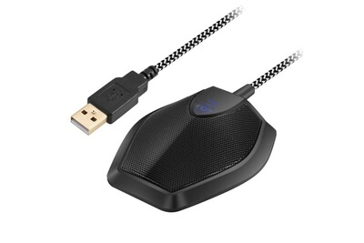 Bouton de Coupure et câble intégré pour PC Promate Microphone de Gaming USB Haute résolution omnidirectionnel à condensateur à col de Cygne avec Prise Audio 