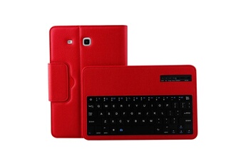 Wewoo Clavier pour tablette qwerty rouge samsung galaxy tab e 9.6 / t560 2 en 1 détachable bluetooth litchi texture étui cuir avec support