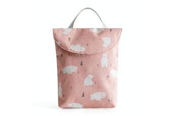 Accessoires poussettes Wewoo Sac à couches en coton petit sac de rangement pour couches portable (ours rose)
